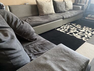 диван раздвижной бу: Угловой диван, цвет - Серый, Б/у