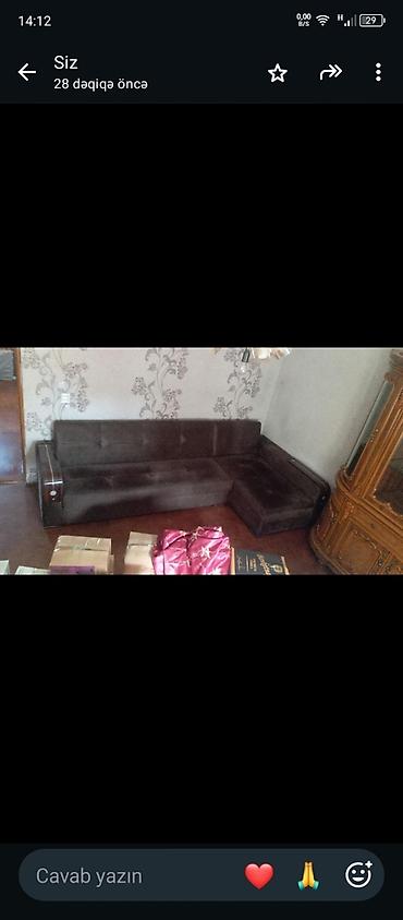kreditle stol stul: Künc divan – L formalı - Rəng: tünd qəhvəyi - Forması: sağ künclü L - — 1