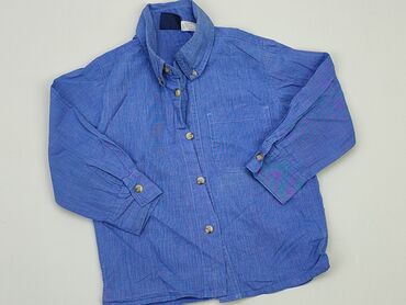 koszule z wzorami: Koszula 3-4 lat, stan - Dobry, wzór - Jednolity kolor, kolor - Niebieski