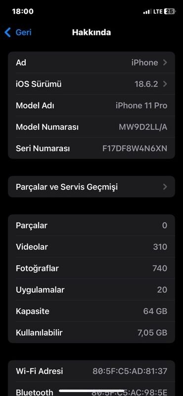 Apple iPhone: IPhone 11 Pro, 64 GB, Gümüşü, Face ID — 9