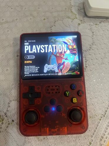 playstation 4 diskləri: Portativ retro oyun konsolu - Şəffaf qırmızı korpuslu, iri rəngli