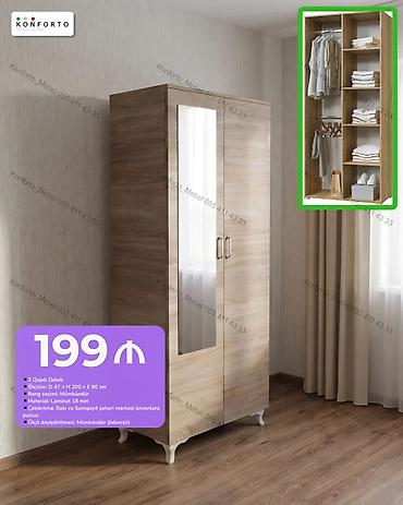 taxta veşilka: İki qapılı şkaf – laminat (18 mm) - Ölçülər: D 47 × H 200 × E 90 sm - — 1