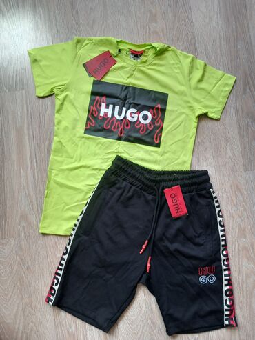 muski sal i kapa: Bermude, M (EU 50), Hugo Boss, bоја - Crna, Pamuk