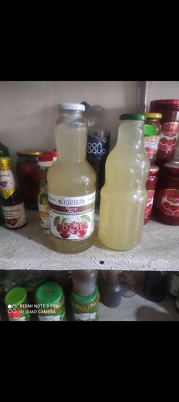 İçkilər: Alma sirkəsi - Şüşə qablaşdırma, təxminən 1 litr - Etiketdə “Natural — 1