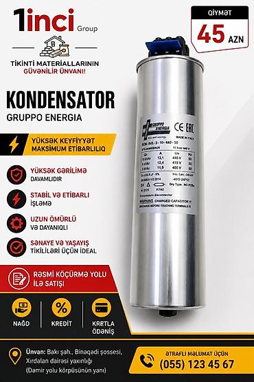 Kondensator – Gruppo Energia Xüsusiyyətlər: - Güc: 10 kVAr -