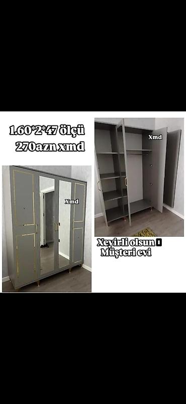 lövhe: Üçgözü güzgülü paltar şkafı - Ölçü: 160 × 200 × 47 sm (şəkildə qeyd — 2