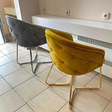 ormar za odecu: Udobna lounge/dining stolica sa naslonom – tapacirana baršunastom — 6