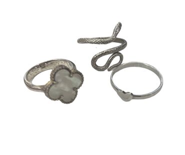 женское кольцо: Кольца:клевер,змея,парное кольцо сердечко
