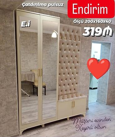 sam qabi: Yeni, 2 qapılı, Güzgülü, Bej, Açılan, Düz dolab — 1