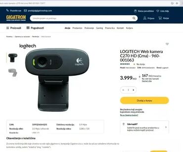 Web kamere: *** AKCIJA *** #2165 Logitech Web kamera C270 HD; C270 HD Web kamera — 14