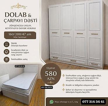 turk mebelleri bakida: Dolab və çarpayı dəsti - Material: mat laminat - Ölçü: 160/200/47 sm — 1