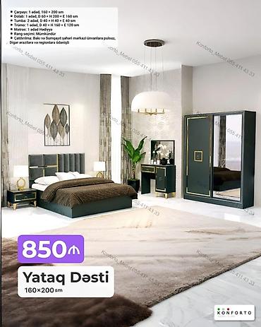 Ev və bağ: Yataq Dəsti – 160×200 sm Komplekt: - Çarpayı: 1 ədəd, 160×200 sm - — 1