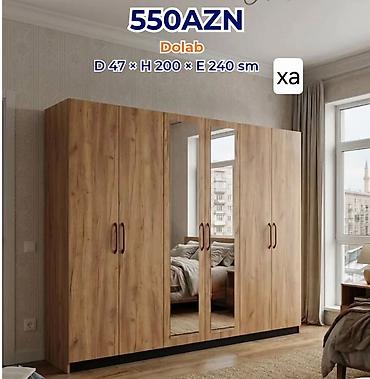 Dolab – 4 qapılı, güzgülü model Ölçülər: Dərinlik 47 sm × Hündürlük