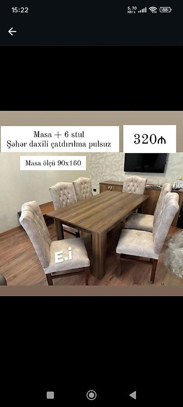 sultan kunc divan: Mətbəx/qonaq otağı üçün masa və 6 stul dəsti. Xüsusiyyətlər: - — 1