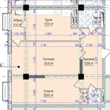 2 комнаты, 88 м², Городская больница №4 (ул. Айни) Элитка, 10 этаж, ПСО (под самоотделку)