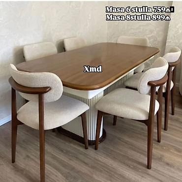 Masa və oturacaq dəstləri: Xedice 6 nəfərlik yemək dəsti - Dəst: 1 masa + 6 stul - Masa — 12