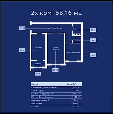 2 комнаты, 68 м², Элитка, 2 этаж at lalafo.kg 2 комнаты, 68 м², Элитка, 2 этаж