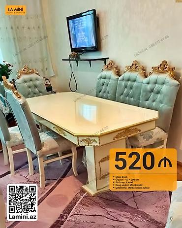Мебель: Klassik üslubda Masa Dəsti - Ölçülər: 100 x 200 sm - Stul sayı: 6 — 1