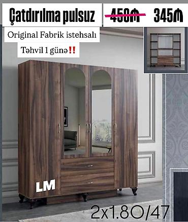 Sifarişlə dolablar: Düz dolab, Dəhliz üçün, Yataq otağı üçün, Paltar üçün, Açılan, Quraşdırıla bilən, 4 qapılı — 1
