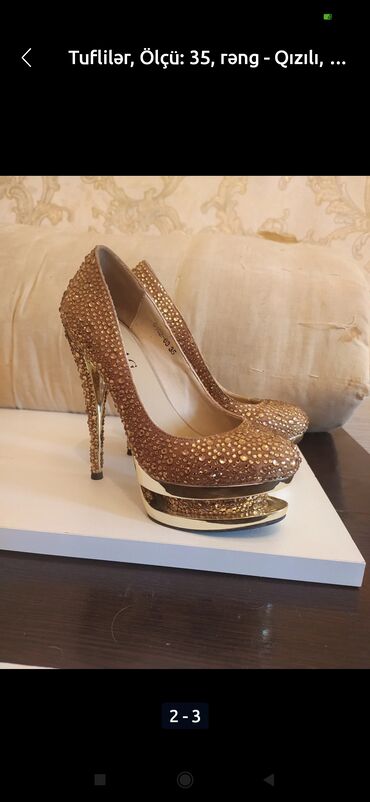 eqa shoes ecemi: Tuflilər, Ölçü: 35, rəng - Qızılı, İşlənmiş