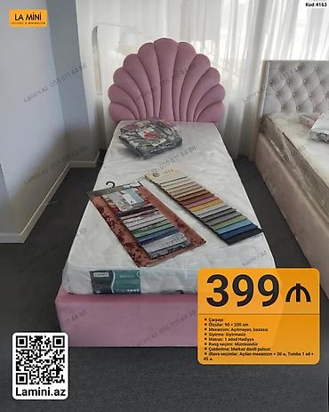Mebel: - Məhsul: Çarpayı - Ölçülər: 90 × 200 sm - Mexanizm: Açılmayan — 1