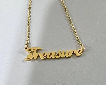 Цепочки: Цепочка Ц, ожерелье из нержавеющей стали, с надписью. Цена за 1 шт — 7