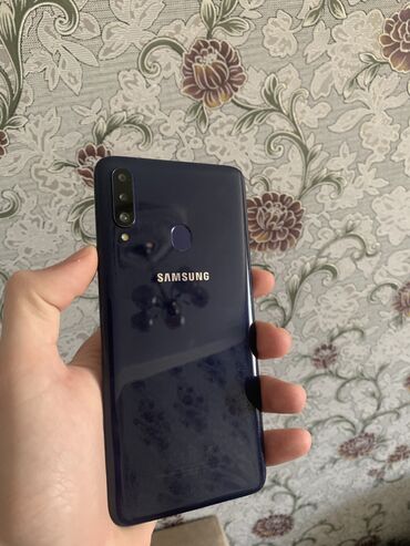 Samsung: Samsung A20s, 32 ГБ, цвет - Синий, Кнопочный, Сенсорный, Отпечаток пальца