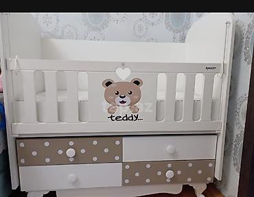 islenmis besik: Uşaq beşiyi – Aymini “Teddy” modeli - Rəng: ağ/bej kombinasiyası, ön — 2