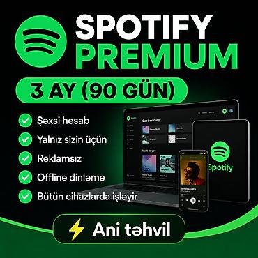 Spotify Premium 3 aylıq (90 gün) şəxsi hesab veya oz hesabiniza