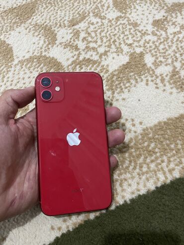 иштетилген телефондор: IPhone 11, Жаңы, 128 ГБ, Кызыл, Кулакчындар, Заряддоочу түзүлүш, Коргоочу айнек, 83 %