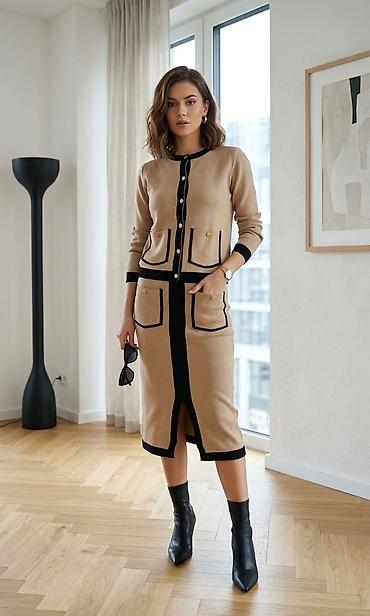 burberry majice cena: Damski komplet – kardigan i suknja do kolena - Dizajn: elegantan — 2