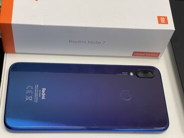 арзан телефондор ош: Redmi, Redmi Note 7, Колдонулган, 64 ГБ, түсү - Көк