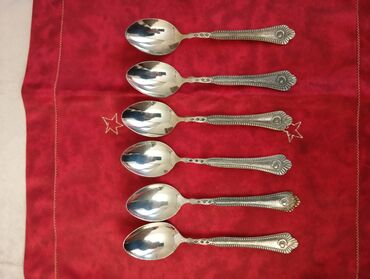 nikolay 10 luq: Antik çay qaşıqları dəsti - Sayı: 6 ədəd - Material: metal