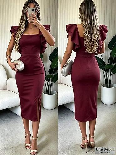 essence stvari: Elegantna midi haljina sa volan rukavima - Kroj: uska silueta koja — 2