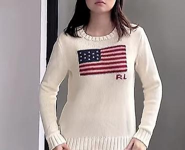 аниме кофты: Женский вязаный свитер Polo Ralph Lauren с жаккардовым флагом США на — 2