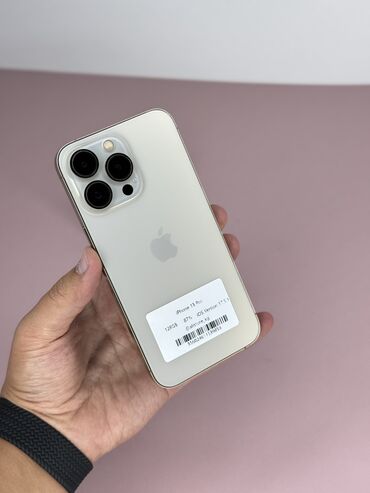 айфон хр: IPhone 13 Pro, Колдонулган, 128 ГБ, Алтын, Заряддоочу түзүлүш, Коргоочу айнек, Кабель, 87 %