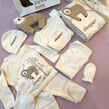 одежда для новорождённых: Комплект, түсү - Саргыч боз, Жаңы
