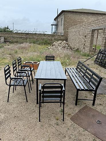 bag ucun masalar: Bağ, həyət, veranda, kafe və açıq məkanlar üçün metal karkaslı — 1