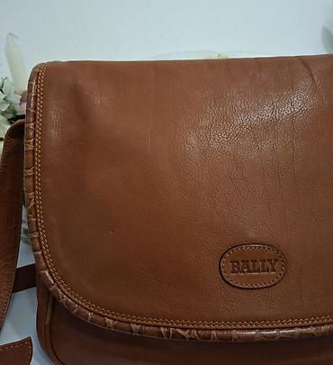 citrin narukvica: BALLY kožna torba preko ramena – smeđa - Materijal: mekana prirodna — 9