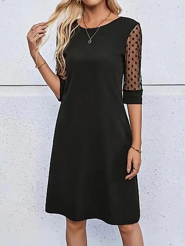 esprit odeca: Elegantna crna haljina sa mrežastim rukavima na tufne Velicina XL - — 3