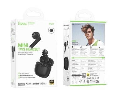 telefon platalari: Hoco EW201 simsiz qulaqcıq. 4 saata qədər iş vaxtı musiqi və ya