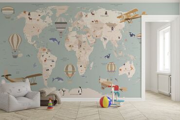 Фотообои: Фотообои для детской комнаты - Карта мира Четка и яркое качество - — 2