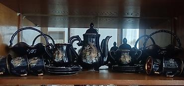 dekor qablar: Çay dəsti, rəng - Qara, Farfor — 1