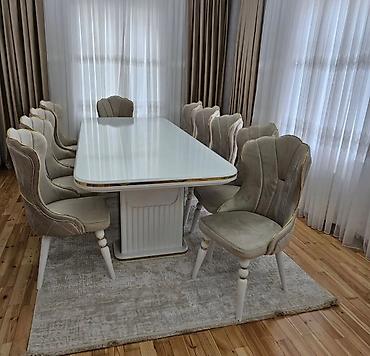 mdf panel: Qonaq otağı üçün, Yeni, Açılmayan, Dördbucaq masa, 6 stul — 2