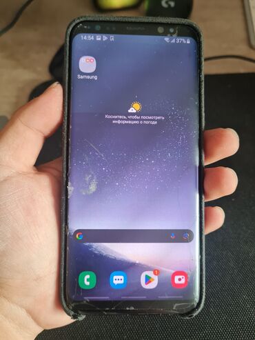 телефоны нот 8: Samsung Galaxy S8, Колдонулган, 64 ГБ, түсү - Кара, 2 SIM