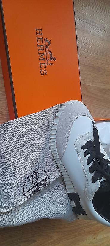 hermes tapicka: Hermès kişi/kadın idman ayaqqabısı - Rəng: ağ, açıq boz və qara — 4