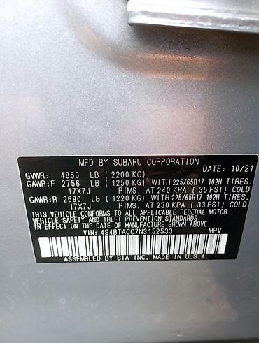 Subaru Outback: 2022 г., 2.5 л, Вариатор, Бензин, Универсал