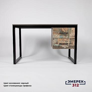 Офисные столы: Стол лофт с тумбой 120х60х75 графика — 3