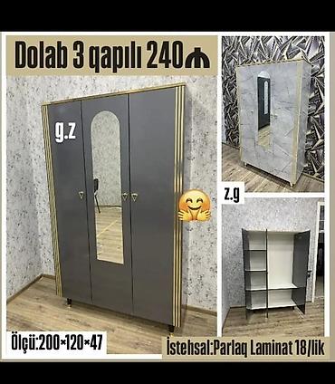 paltar dolabi ucuz: 3 qapılı dolab sifarişlə hazırlanır. Şəkillərdə müxtəlif modellər — 2