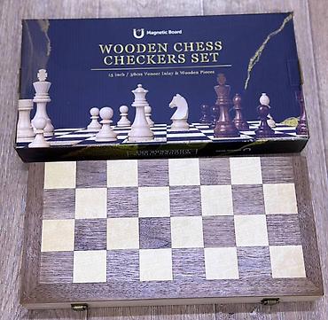chess: Деревянный набор «Wooden Chess Checkers Set» с магнитной доской. - — 1